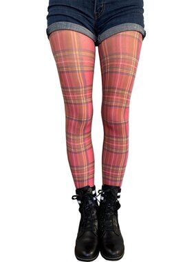 Red Plaid Tights | Women's Opaque Patterned Pantyhose